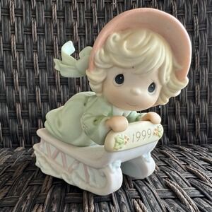 Precious Moments Figurine 587761 Slide into the next Millennium with joy Girl
